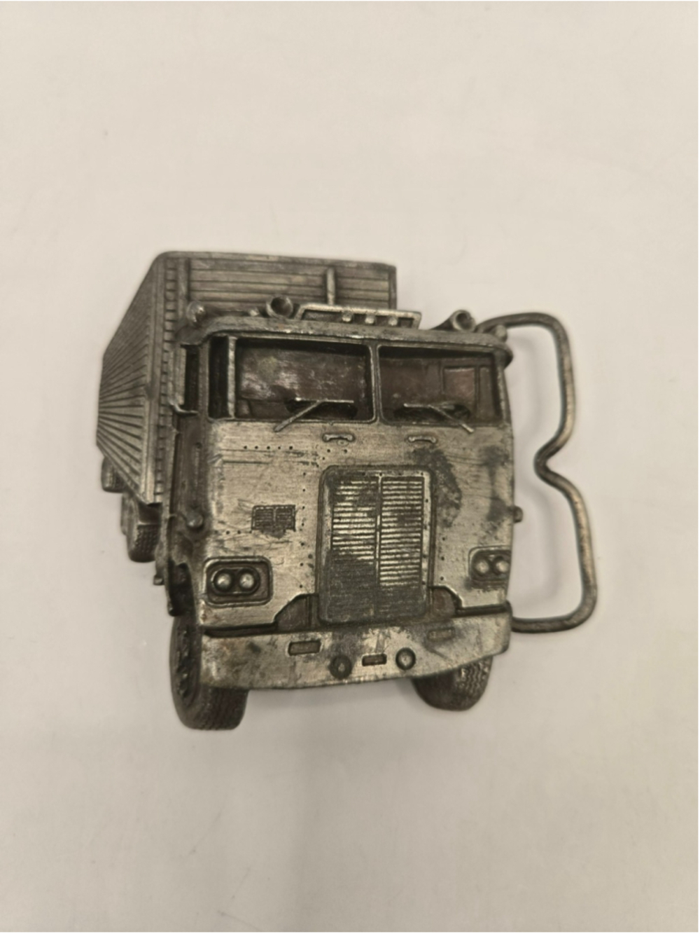 Vintage 1978 Bergamot Brass Works Semi Truck Belt Buckle Big Rigger B-38 Pewter